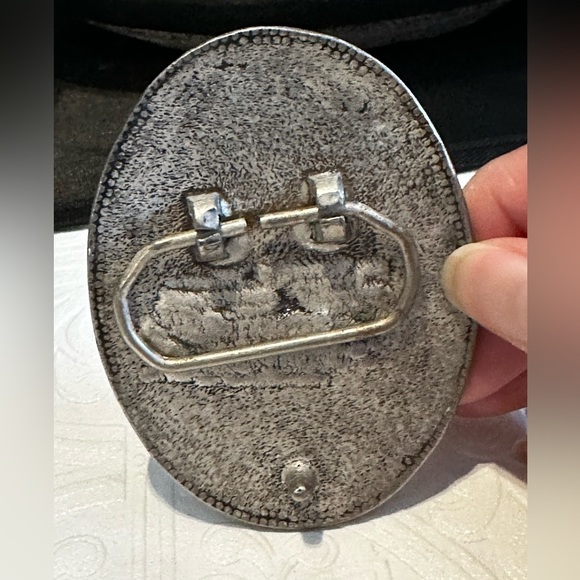Rubyrudi Artist Western Belt Buckle Hand Crafted OOAK Blue Glitter Glass Rugged main image 10